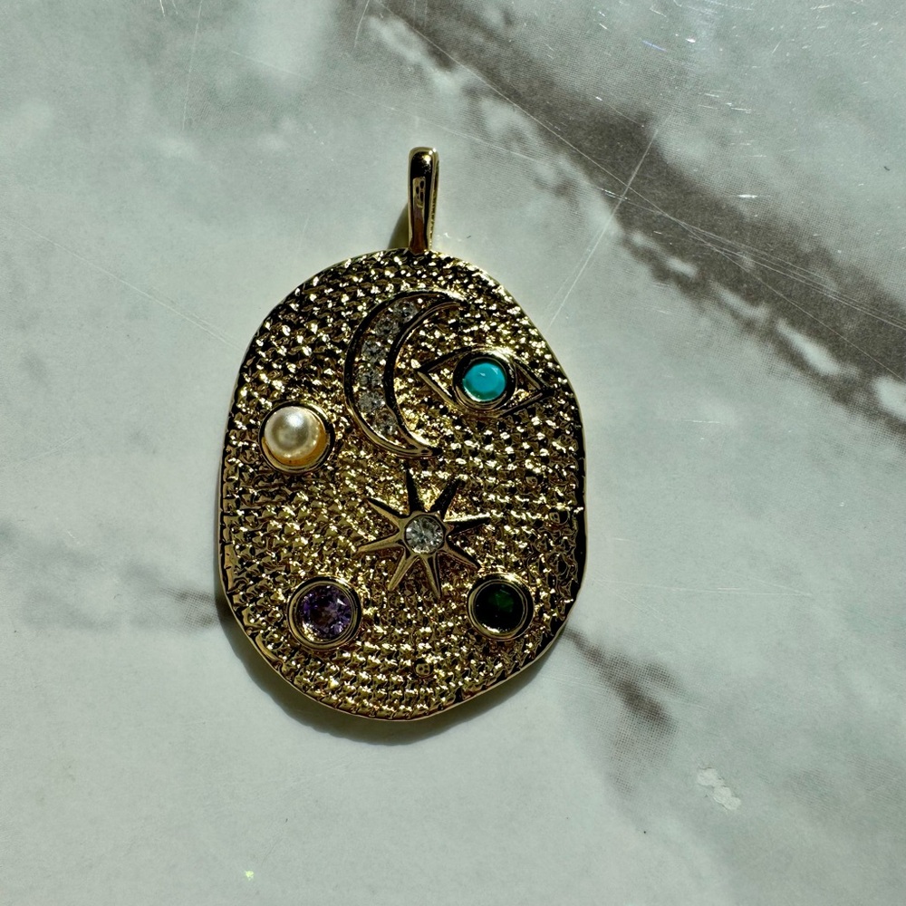 Gold Celestial Pendant with Gemstones